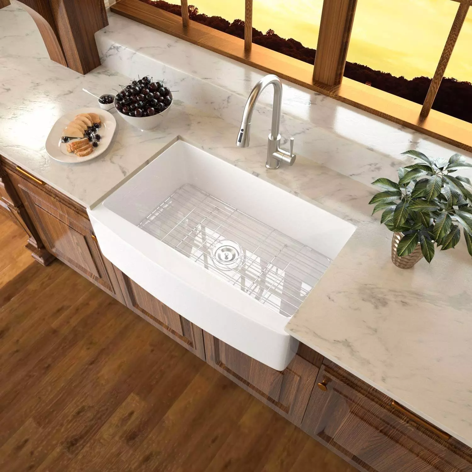 Single Bowl White Farmhouse Kitchen Sink Design